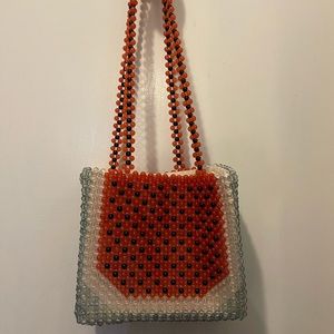 VINTAGE WATERMELON BEADED DESIGN SHOULDER BAG